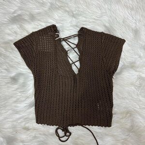 brown knit top